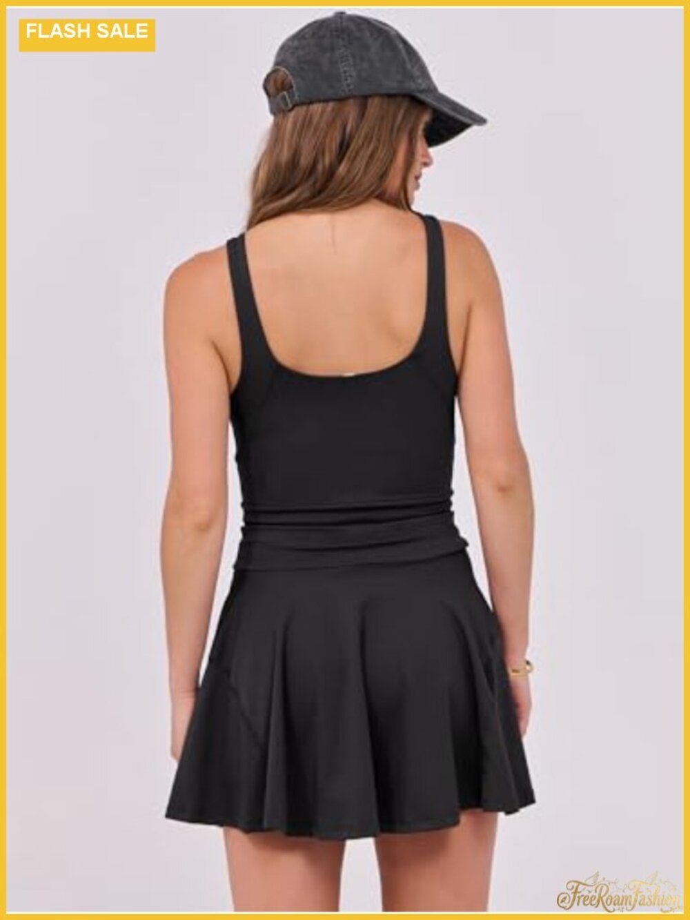 Sleeveless Tennis Dress with Built-in Shorts, Pockets, Athletic One Piece - Picture 3 of 6